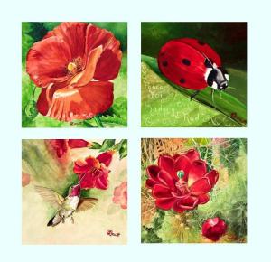 Red Vibrations - Oringal watercolors by Caroline Linscott